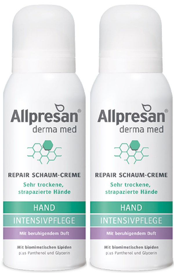 Allpresan Derma med Repair Schaum-Creme HAND INTENSIVPFLEGE mit beruhigendem Duft 2 x 100 ml