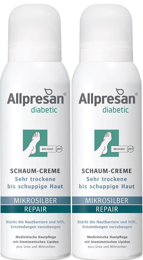 Allpresan diabetic Schaum-Creme MIKROSILBER + REPAIR 2 x 125 ml
